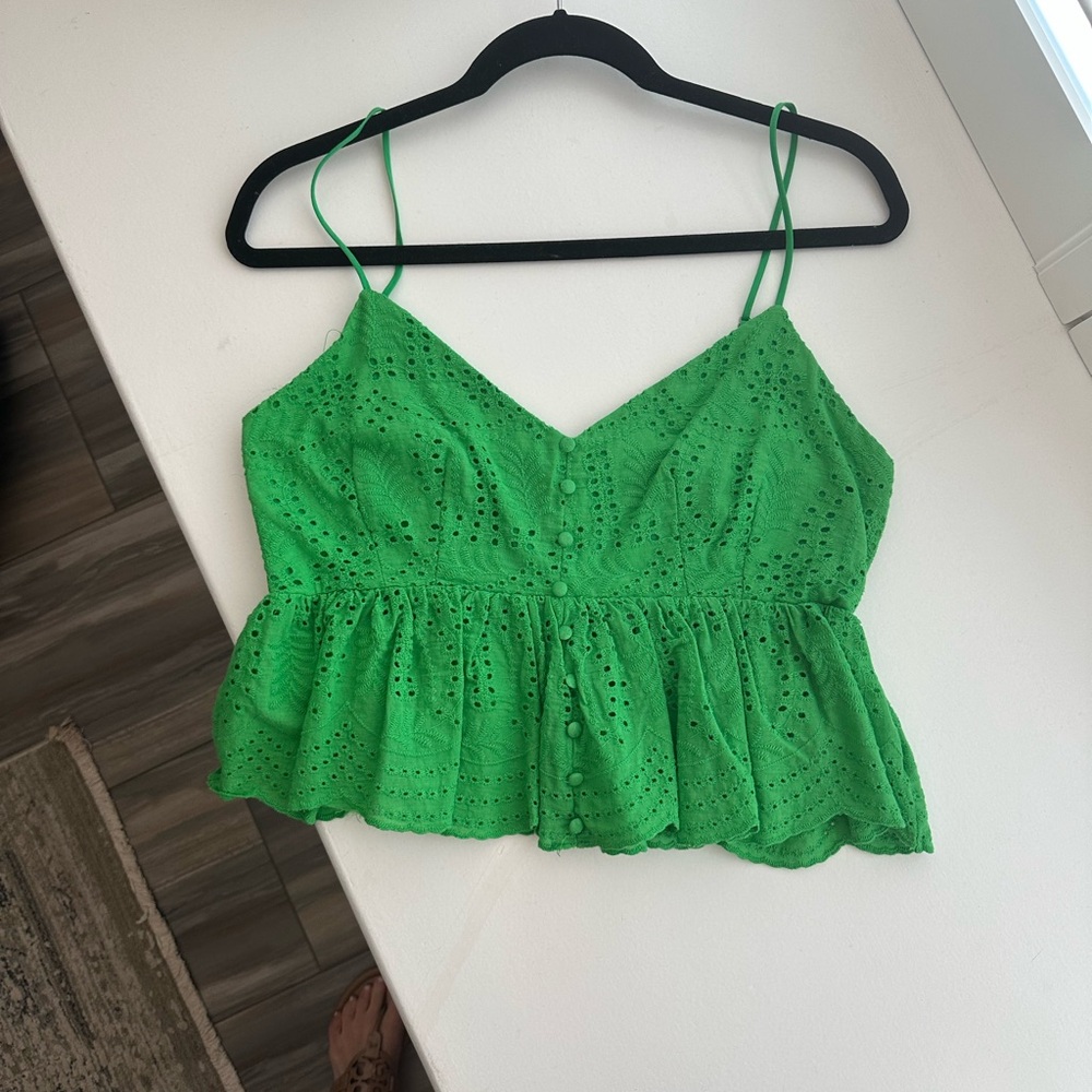 Altar’d State Kelly Green Eyelet Top - Large